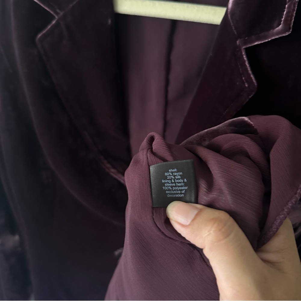 The Limited Vintage Velour Holiday Front Tie Blazer in Burgundy Small Holiday - Picture 7 of 10
